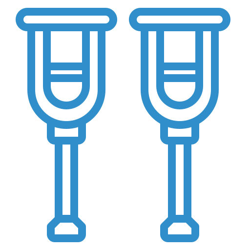 crutches blue icons